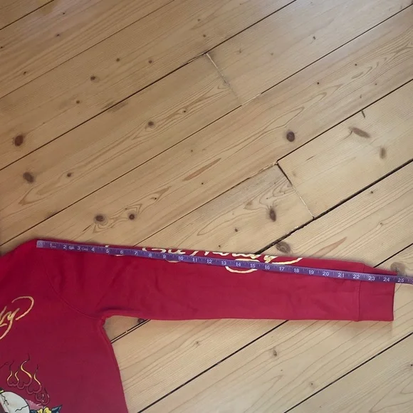 Ed Hardy Red Hoodie with Skull and Flames - Picture 4 of 5